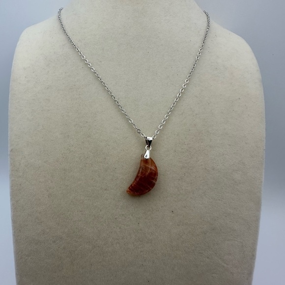 Sunstone Crescent Moon Pendant Necklace - Picture 5 of 13